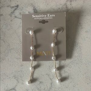 Mixit Gold and White Pearl Drop Earrings NWT